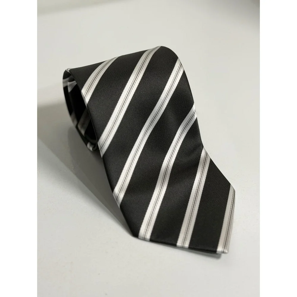 Covington Necktie Black Silver Striped Classic Formal Business Professional Men